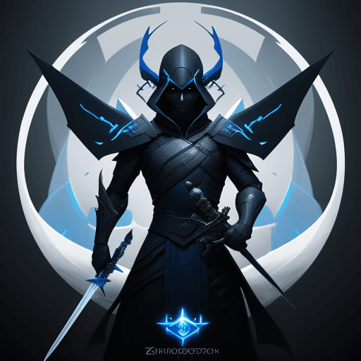AI generated: a dark shadow player on the top of the screen holding a sword, in the style of futuristic art, preci...