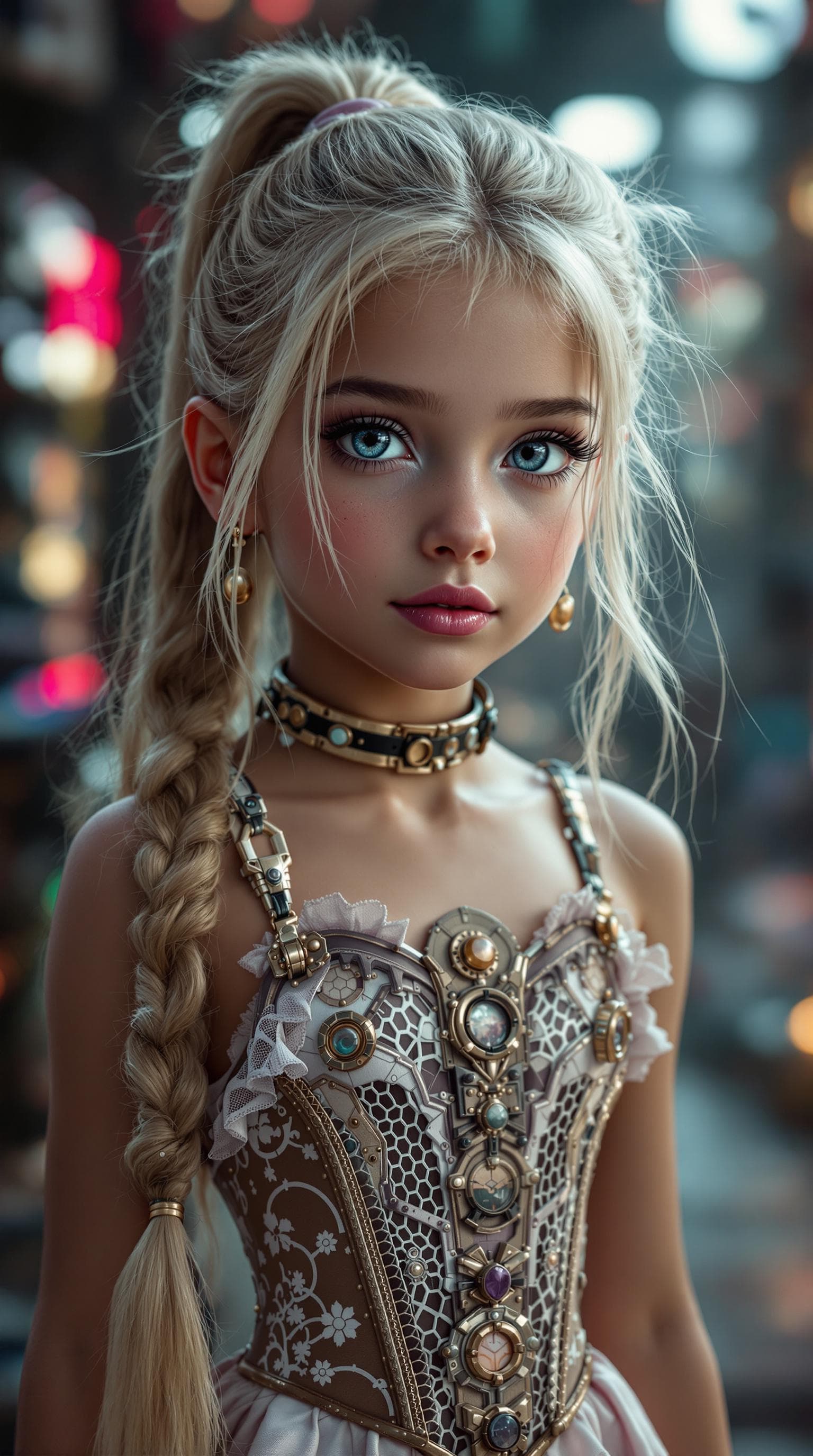 AI generated: a professional photo of a exceptionally beautiful girl in the world (age 7), (seven year old), highl...