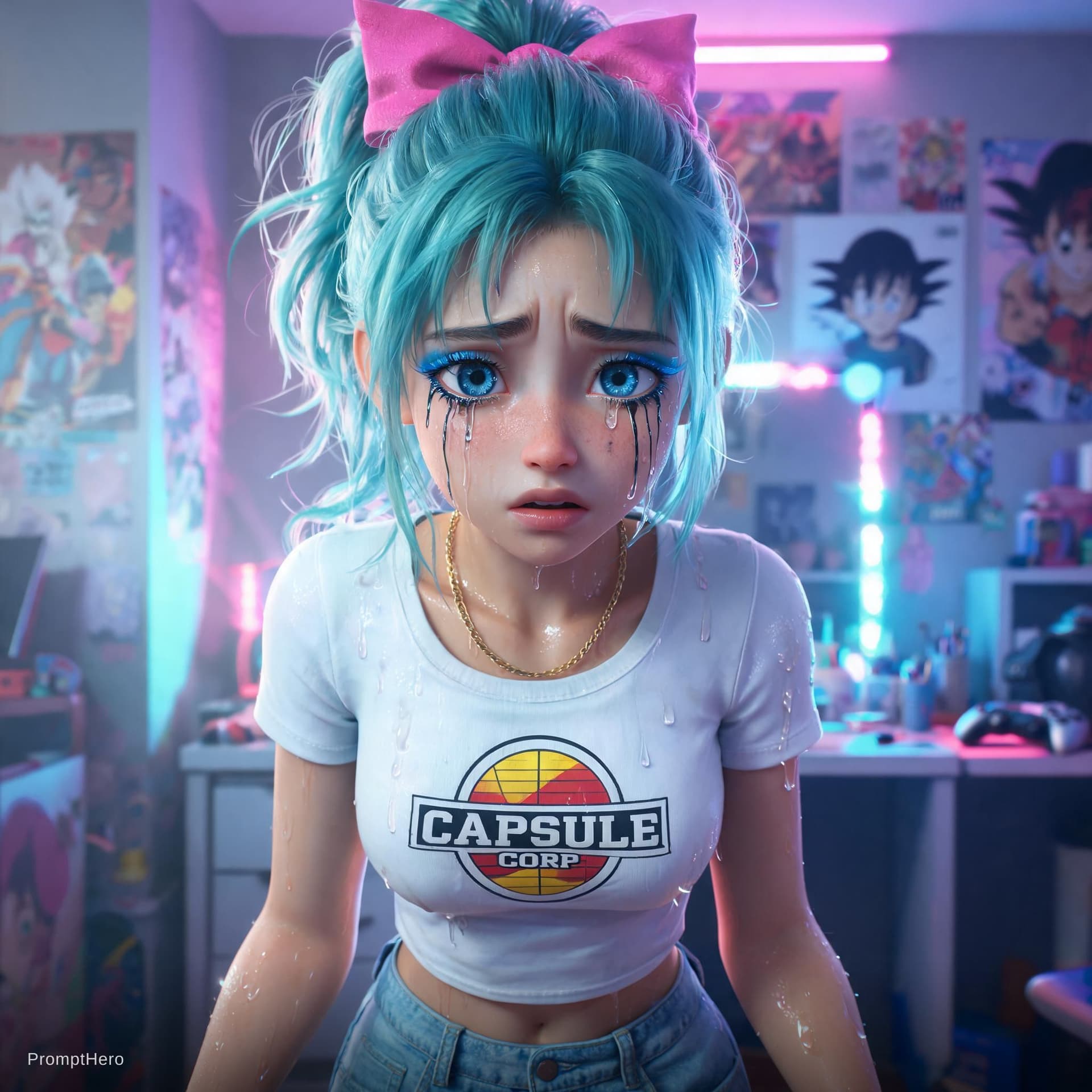 AI generated: Retrato de una chica anime con una expresión ultra detallada y emotiva, al estilo cinematográfico hi...