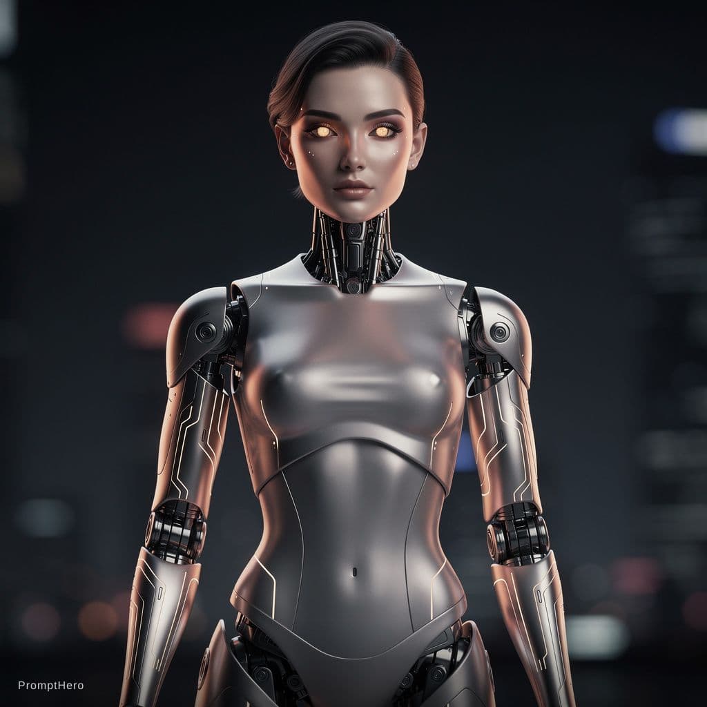 AI generated: Uma mulher robótica sexy