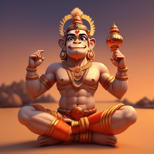 AI generated: hanuman male Indian god, cute and handsome 3d render, 8k, Indian ancient art, smiling, cartoon 3D su...