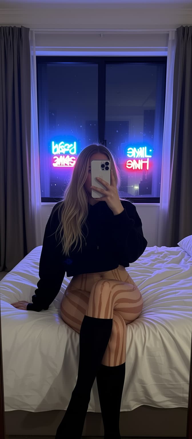 AI generated: Sturn this photo into:
A very ordinary iPhone 16 mirror selfie but shot from the back , with no clea...