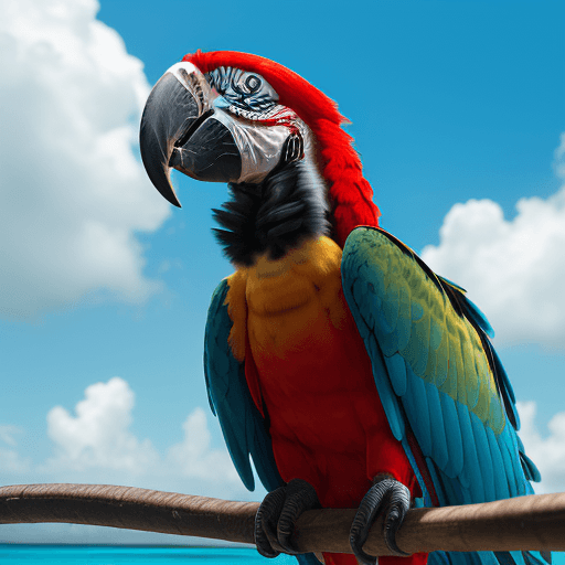 AI generated: macaw in the carribean, natural light, post processing, color grading, wildlife photography, hd, pho...