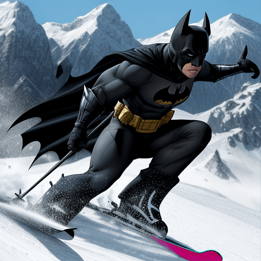 AI generated: batman fait du ski a la montagne