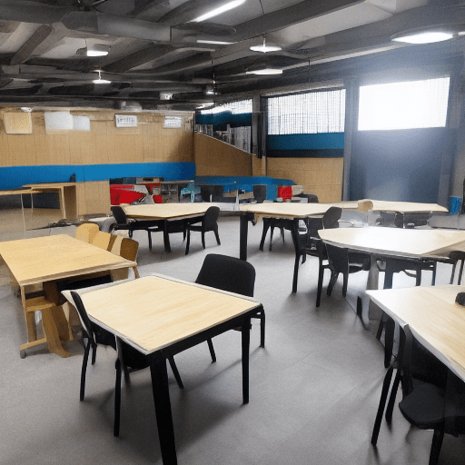 AI generated: Des collaborateurs en réunion dans une salle fermé avec des tables et des chaises, qui travaillent s...