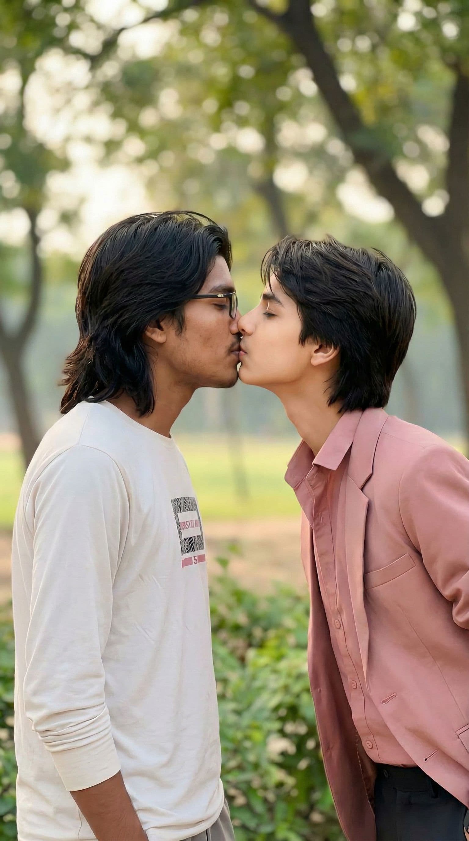 AI generated: Gay couple kissing 
