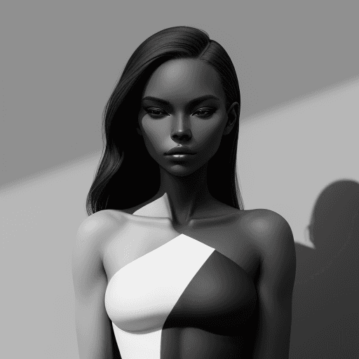 AI generated: a black and white photo of a woman with shadow., in the style of minimalist beauty, light bronze and...