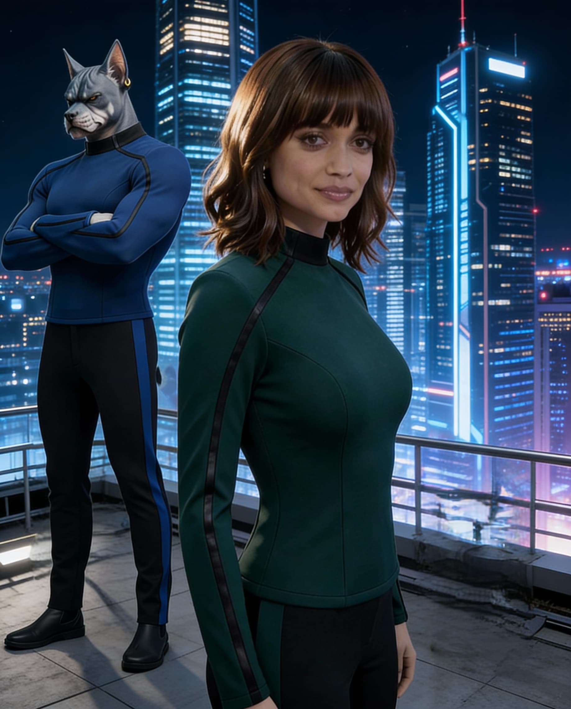 AI generated: Using Reference images 1 and 2, add characters in the same photo.