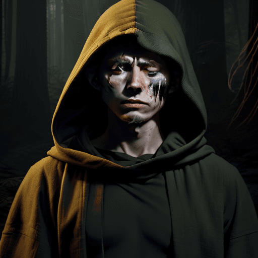 AI generated: A Jedi meditating after a battle in Endor, his skin shows fight wounds, his face is calm though tire...