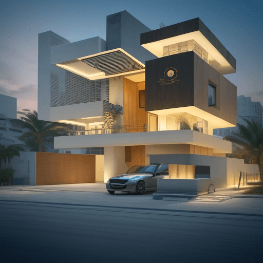 AI generated: Stylish whole modern building design in hieroglyphics patterns:: ultra modern::1 tropical::1.6 techn...