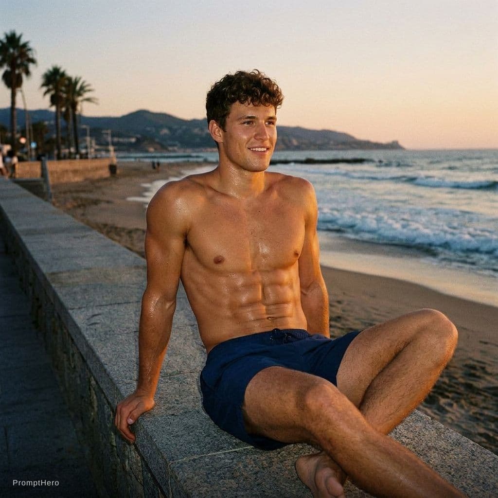 AI generated: A handsome boy with 8 packs 