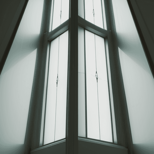AI generated: photo of a aesthetic tall clerestorey window from inside the building