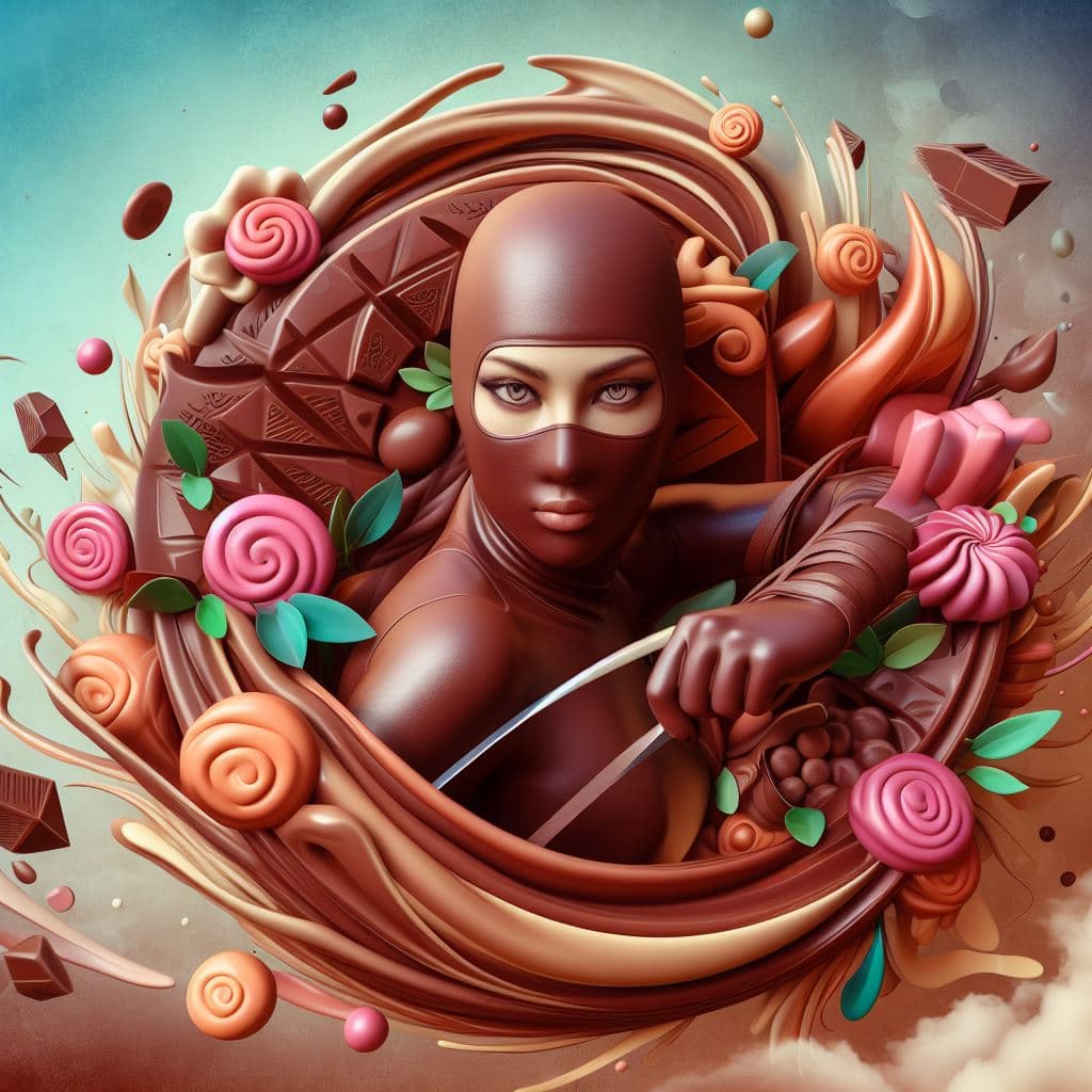 AI generated: Chocolate ninja woman ptimism high resolution digital art great details award winning image fantasy ...