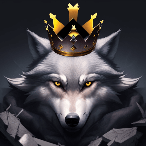 AI generated: A wolf that destroys a kings crown 
