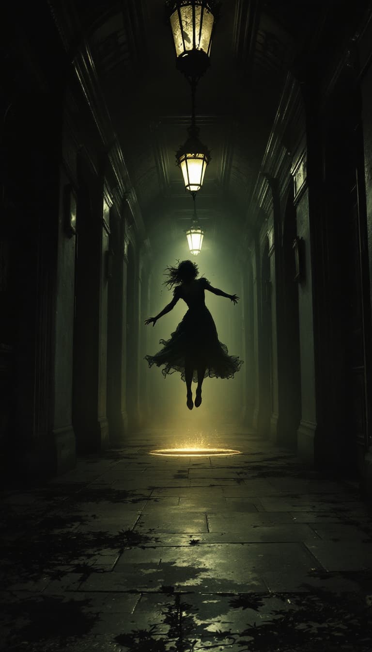 AI generated: An image in a Victorian Penny Dreadful comic style of an American Victorian lady falling through a t...