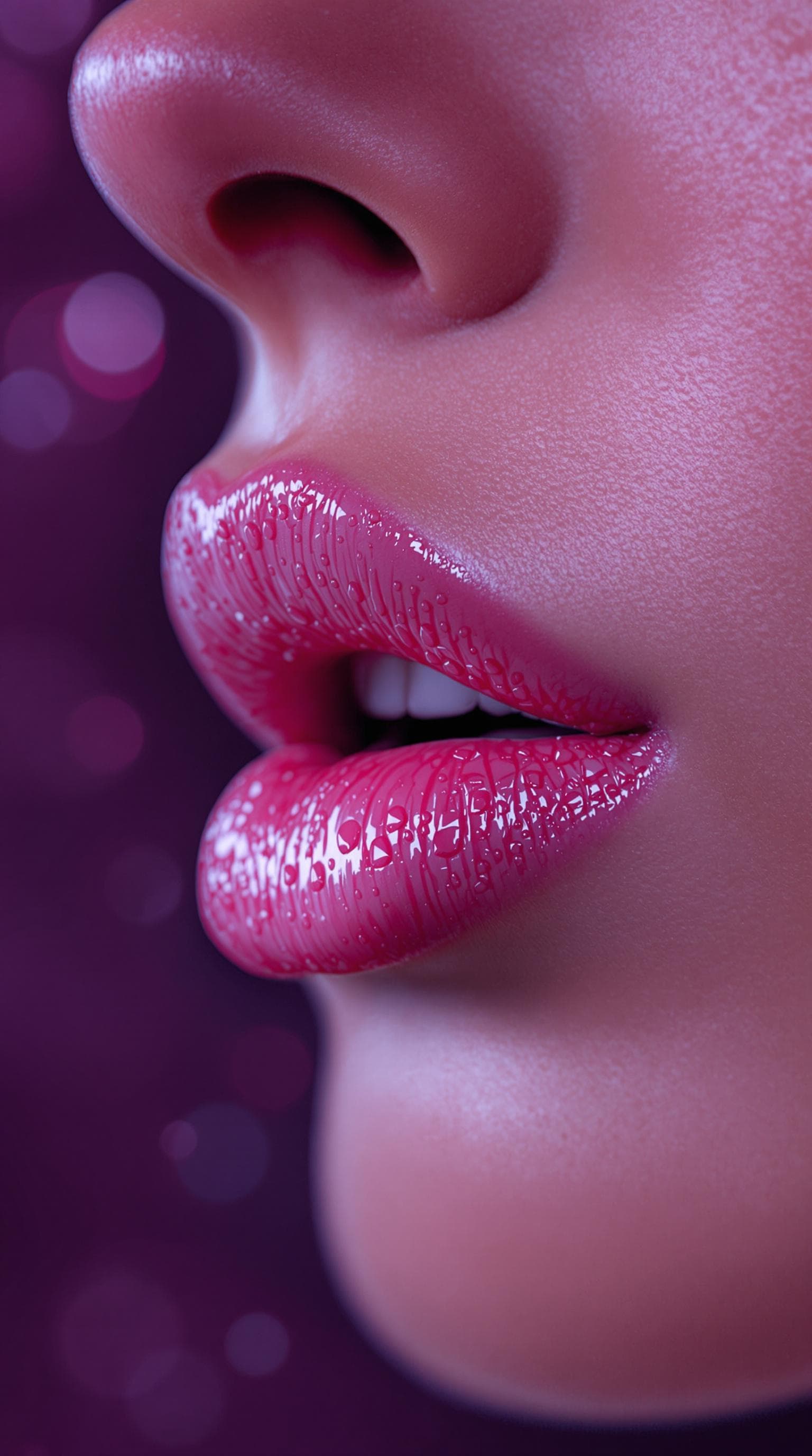 AI generated: [Close- up of a woman's lips, glistening with water droplets, sensual and slightly parted, conveying...