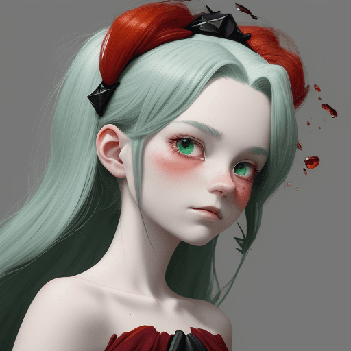 AI generated:  a red, white and green portrait of someone, in the style of dark black and light aquamarine, animat...