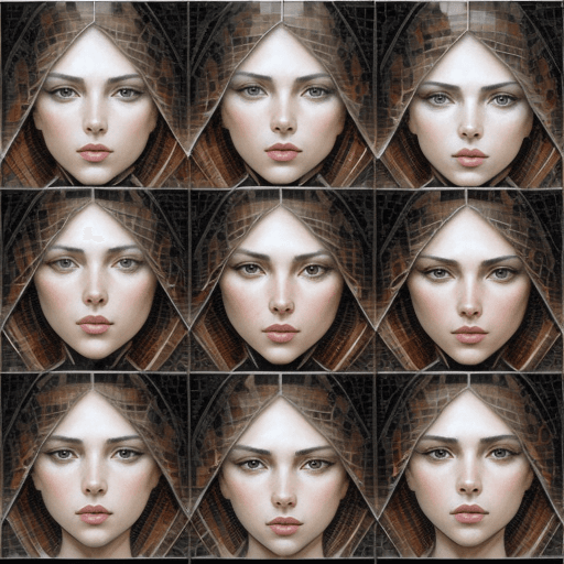 AI generated: A breathtaking collage of women's faces arranged in an intricate mosaic pattern, blending the emotiv...