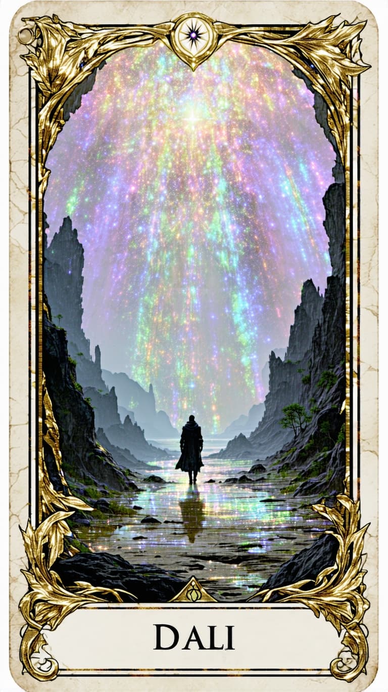 AI generated: Tarot card frame with photo placeholder romantic  card will feature hyper-realistic gold, opal quart...