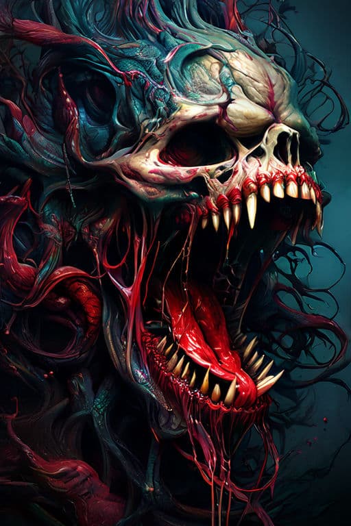 AI generated: Goreprint style, 

evil, 

cordyceps infection, 

macabre zombie abberation, 

fairytale,
...