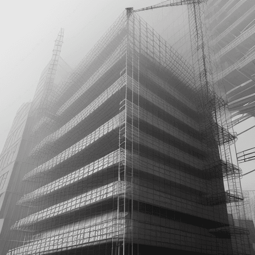 AI generated: image of a modern building under construction, captured in monochrome, architecture should feature a...