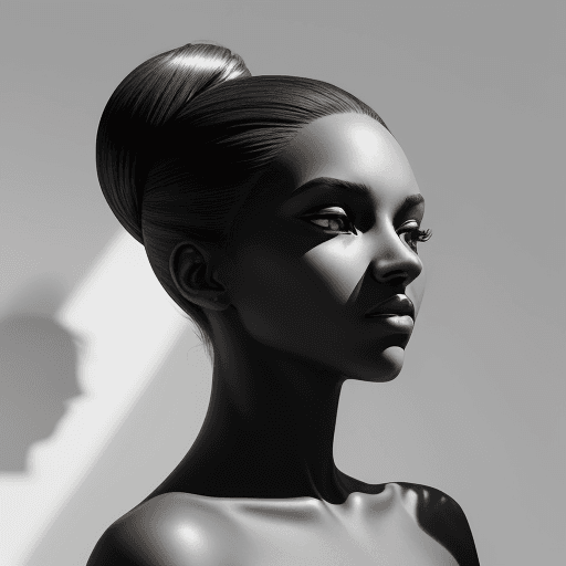 AI generated: a black and white photo of a woman with shadow., in the style of minimalist beauty, light bronze and...