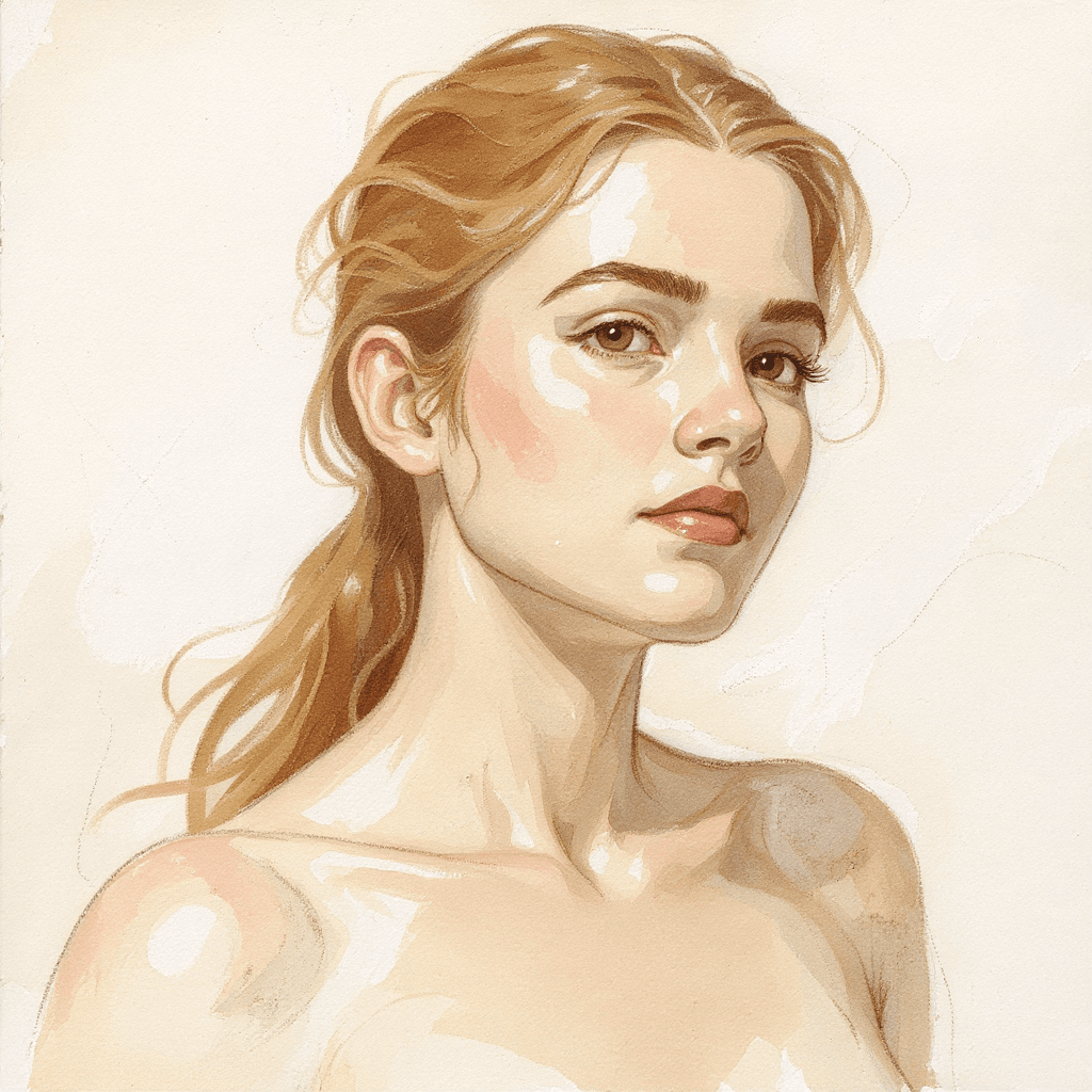 AI generated: "Radiant Figure in Textured Setting": A compelling woman is depicted against a clean, white backdrop...