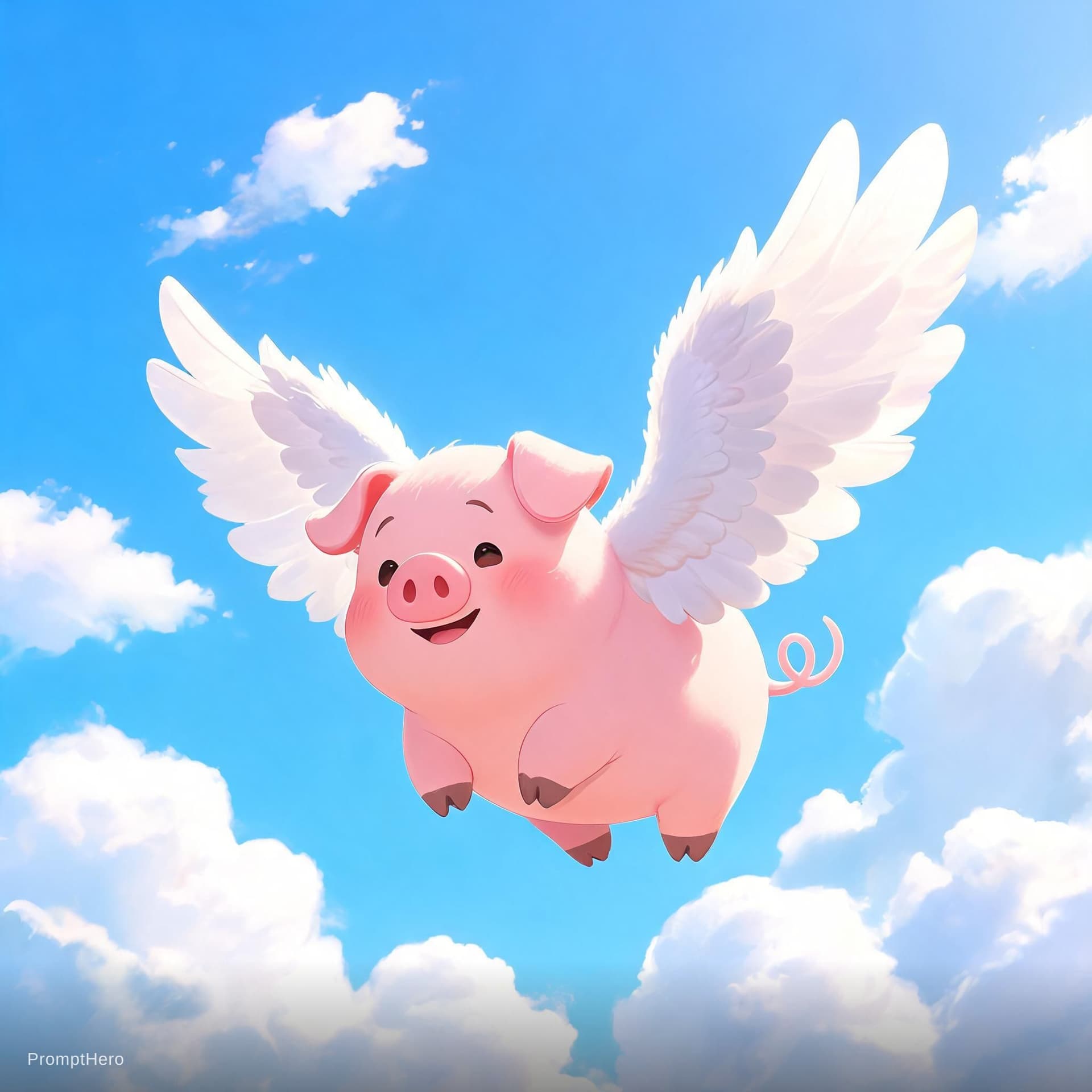 AI generated: un chancho volador