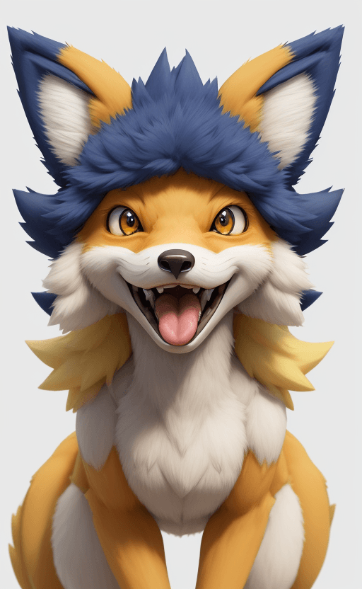 AI generated: , solo, anthro, pokemon, mammal, fox, nintendo, pokemon species, blue eyes, hi res, fur, tongue, vid...