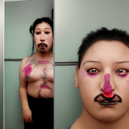 AI generated: At Police Station Arrested Faded Pink Teddy Bear, Scar On Face And Pierced Eyebrow And Mouth Ring, P...