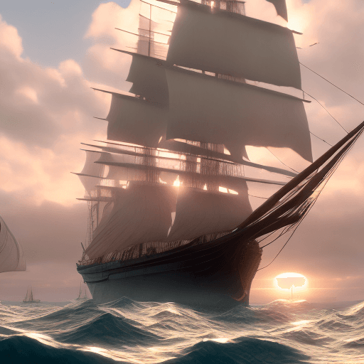 AI generated: Photo of a ultra realistic sailing ship, dramatic light, pale sunrise, cinematic lighting, battered,...