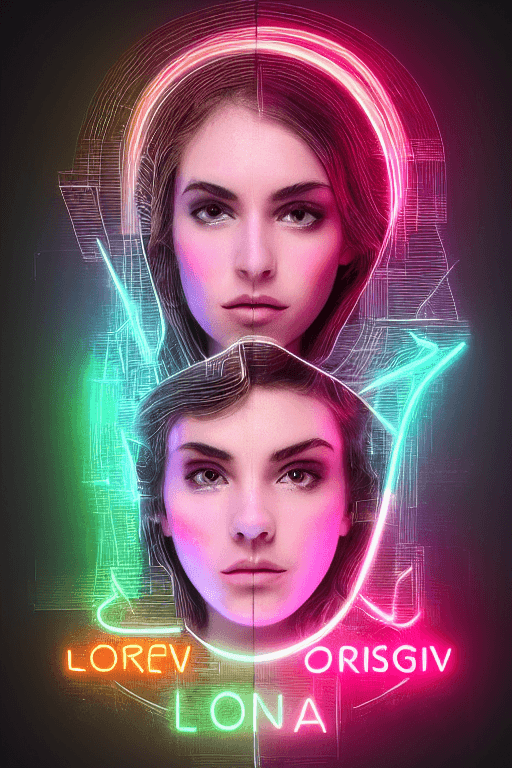AI generated: <lora:openjourneyLora_v1:0.75>| <lora:synthwavepunkLora300:0.25>| neon light sign in design of face ...
