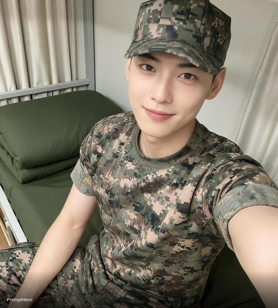 AI generated: Put his military cap on his head 