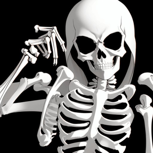 AI generated: Skeleton, anime, black and white,