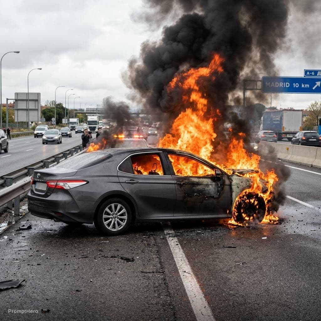 AI generated: Haz un coche incendiandose realista