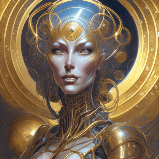 AI generated: **golden ratio, female robot witch, gorgeous, highly detailed, INTRICATE, centered, digital painting...