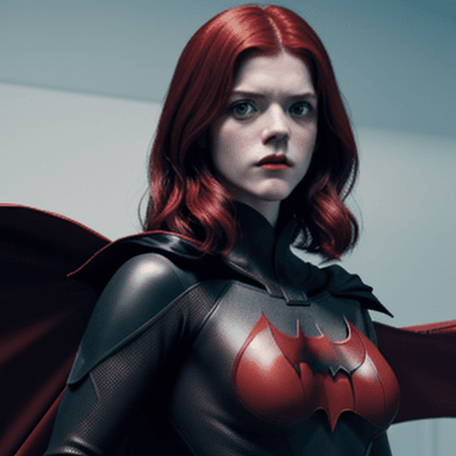 AI generated: Rose Leslie dressed as Batwoman