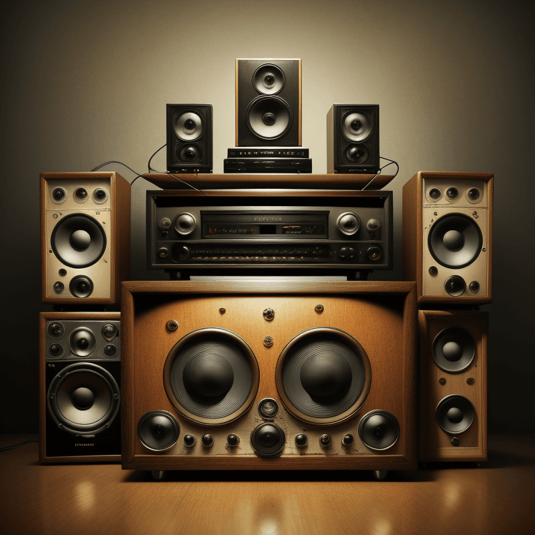 AI generated: music Album cover picture, surreal art oil picture, radio, speaker, music instruments