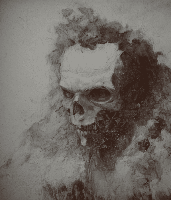 AI generated: vintage sleazy photo taken from a polaroid, a scary old witch in an abandoned place, weathered photo...