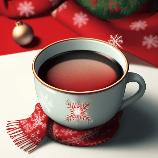 AI generated: detailed drawing cup with christmas scarf