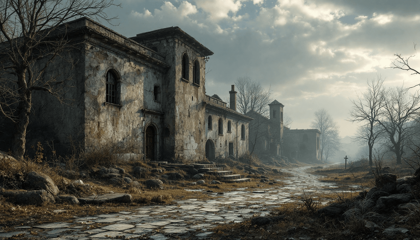 AI generated: Hyper realistic exterior photo of a place old and forgotten
