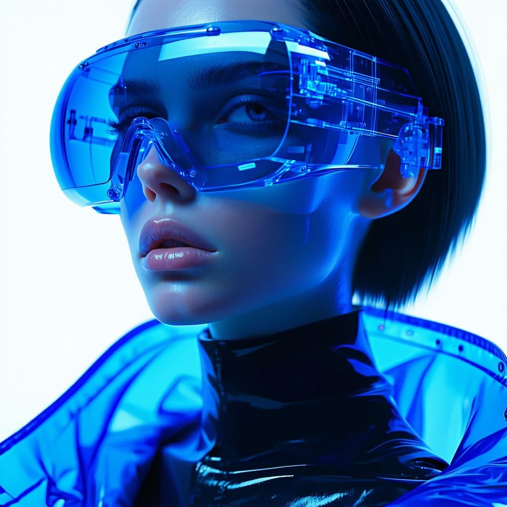 AI generated: professional studio advertising,professional No arguments futuristic girl fullbody Fashion shoot, Ja...
