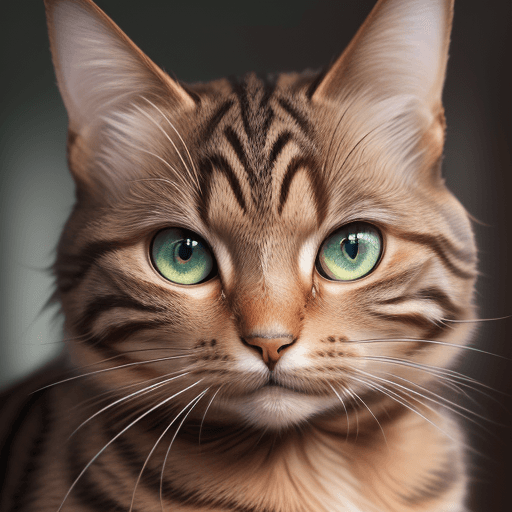 AI generated: A brown tabby cat, lovely face, stunningly beautiful eyes, lively realistic, photorealistic, intrica...