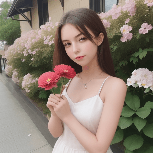 AI generated: photo of a beatiful girl hold a flower