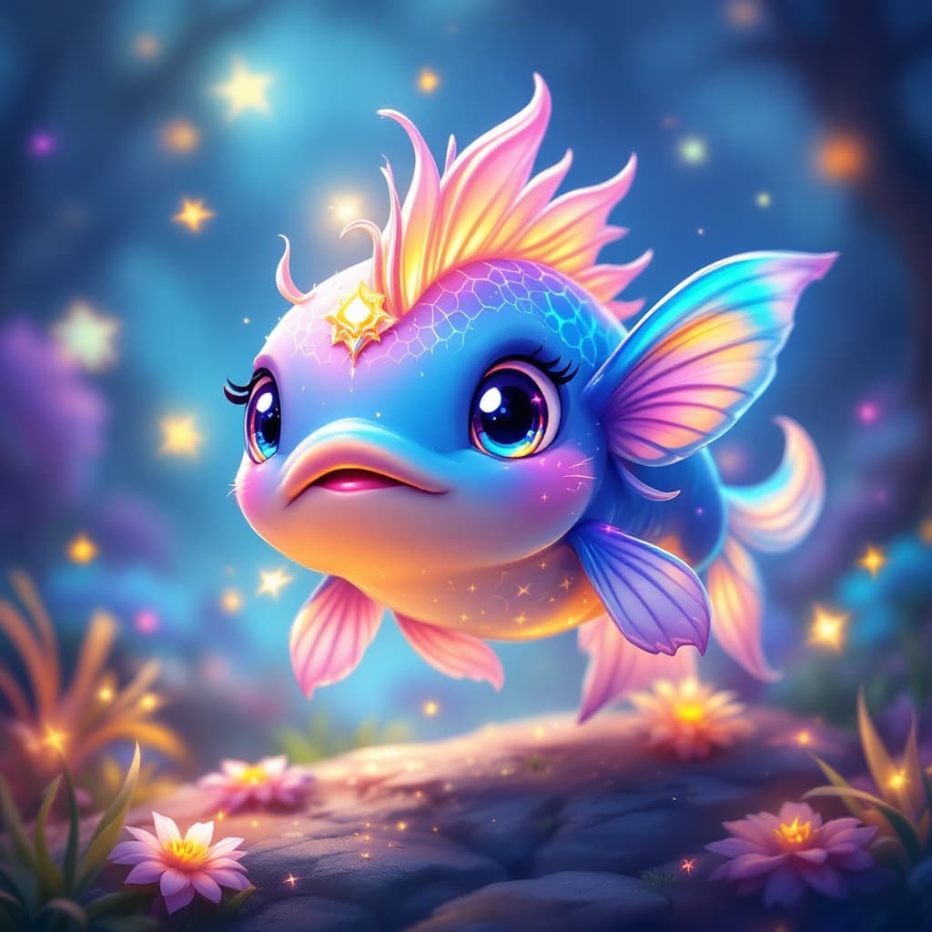 AI generated: Prompt: Beautiful fantasy creature with a glowing light effect, featuring beautiful colors and detai...