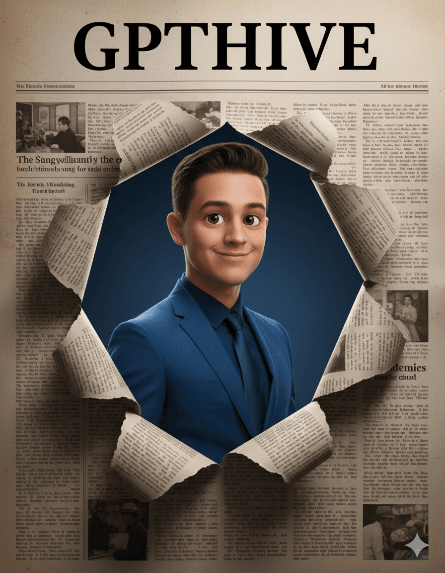 AI generated: A cinematic, hyper-realistic editorial artwork of a cute animated-style BOY breaking through a torn ...