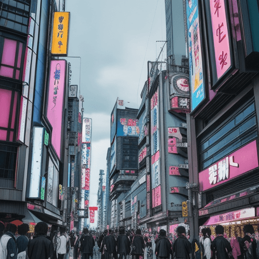 AI generated: anime, cyberpunk, moe anime, downtown Tokyo