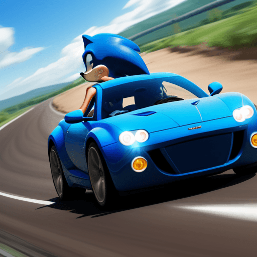 AI generated: sonic is speed in the road