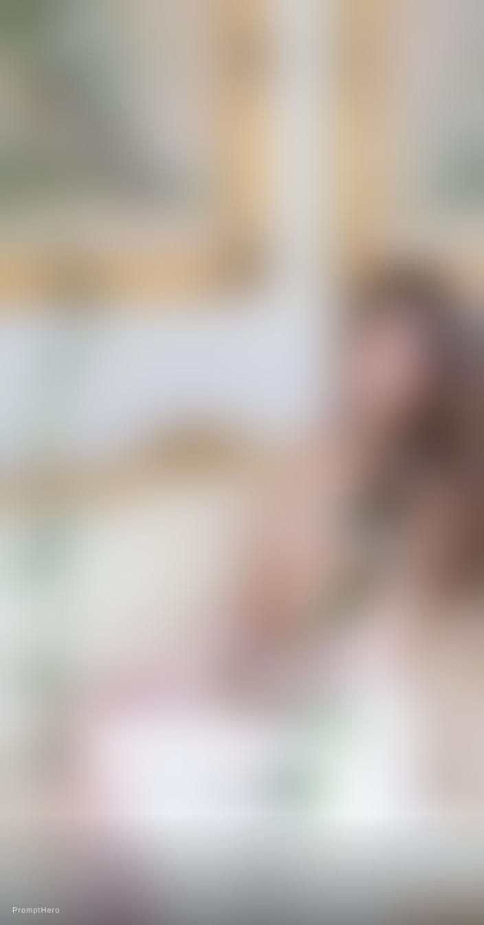 AI generated: A stunning, ethereal portrait of a beautiful young woman with long, wavy brown hair, sitting gracefu...