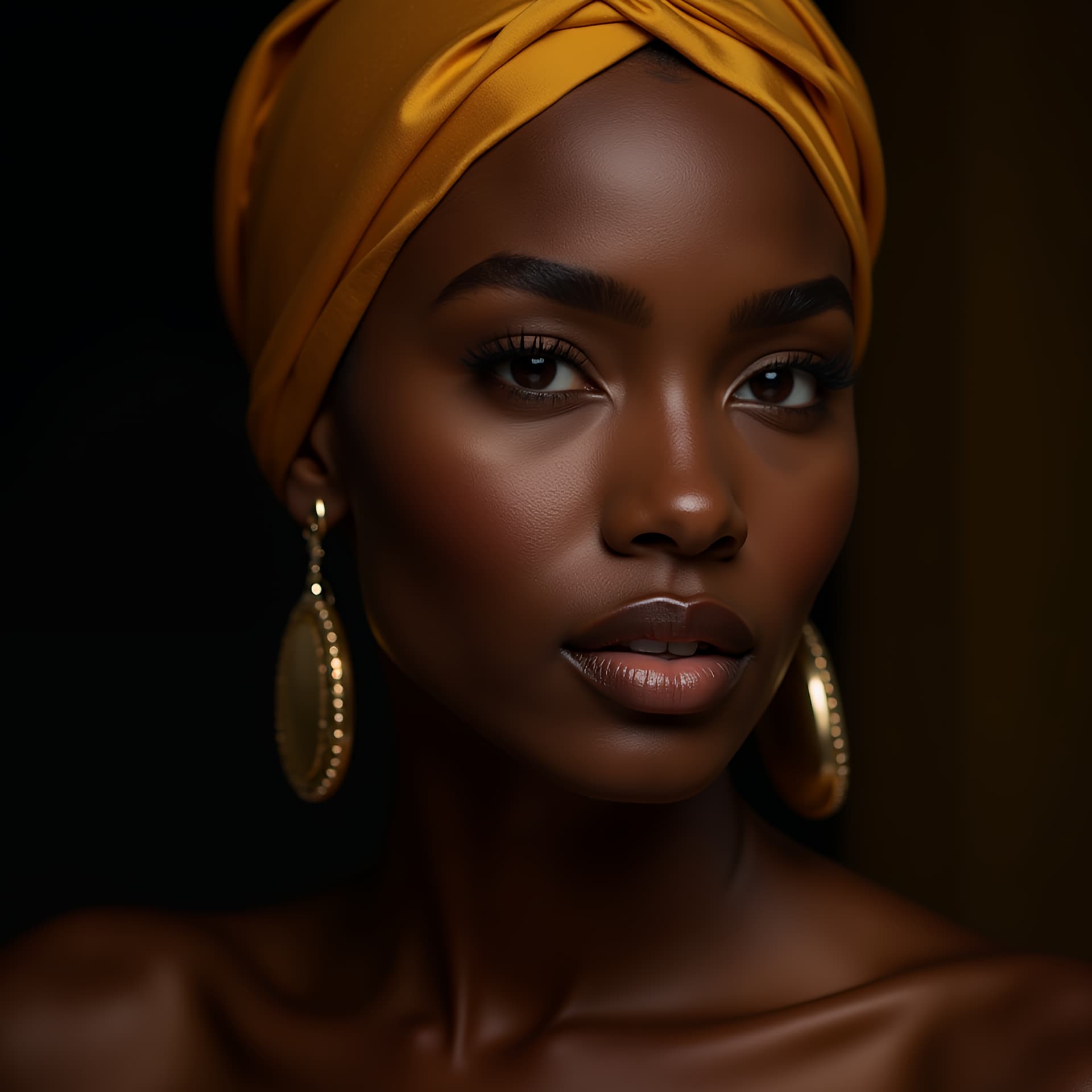 AI generated: ultra-realistic 8K RAW close-up portrait of a stunning 26-year-old Egyptian model with deep bronze s...